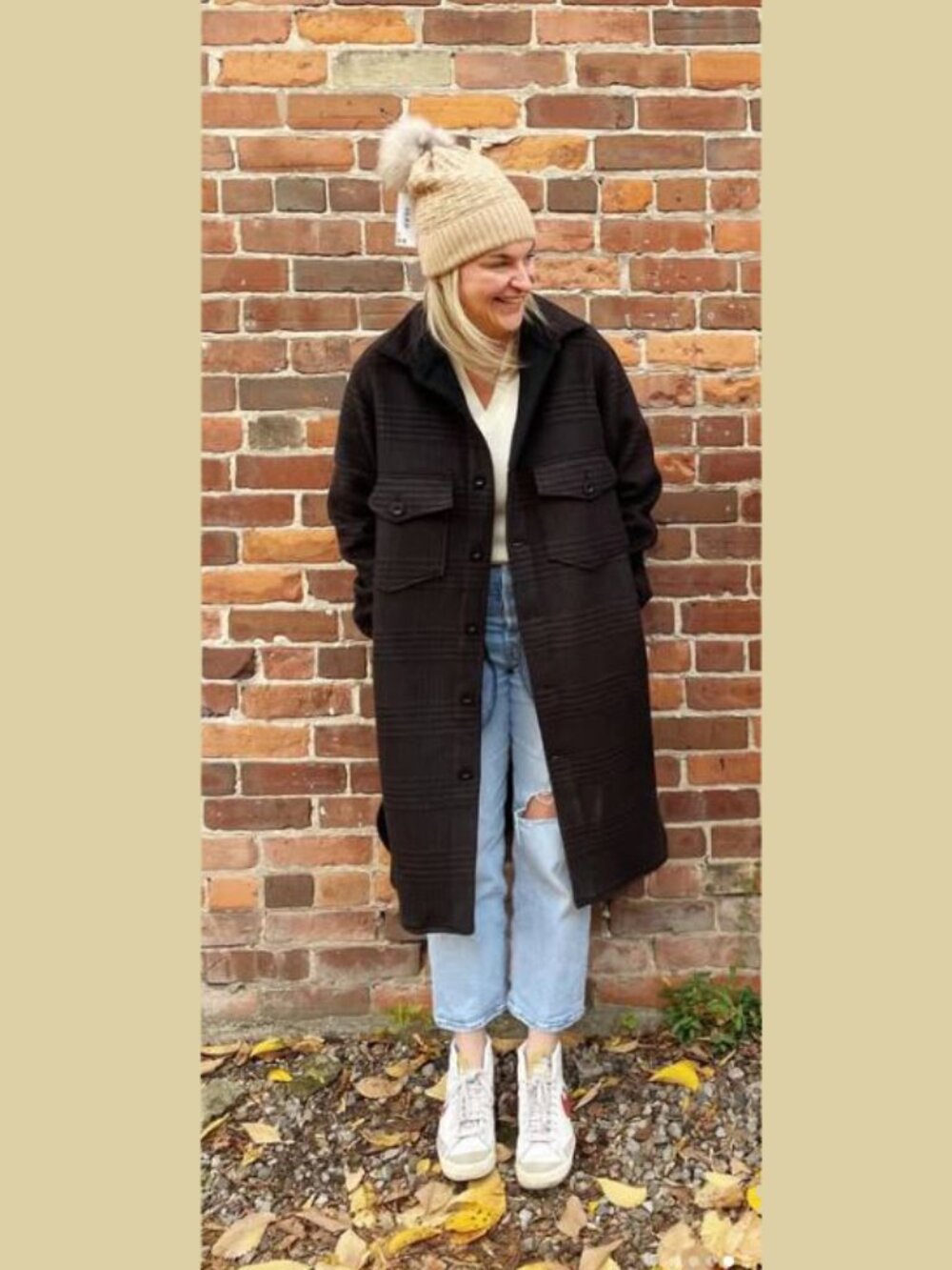 TUCK SHOP TRADING CO. Oversized Cottage Coat, wool blend, brown plaid, sz M